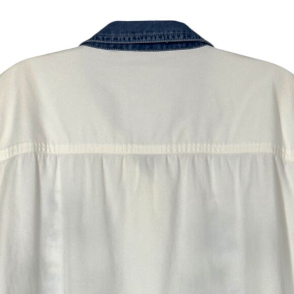 VTG Bobbie Brooks Button Shirt XL Wht/Denim Embroidered Cottage Western Tropical - Picture 4 of 14